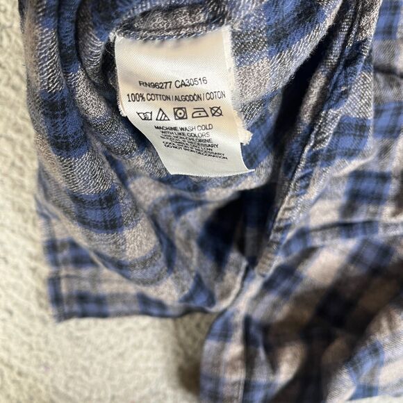 Vans Flannel Shirt Men XL Blue Gray Plaid Button Long Sleeve Pocket Surf Skate - Picture 6 of 12